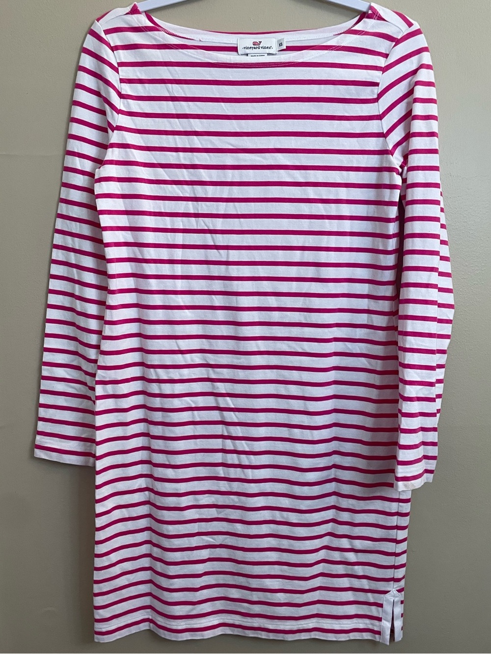 Vineyard Vines Hot Pink & White Striped Tee Shirt Dress